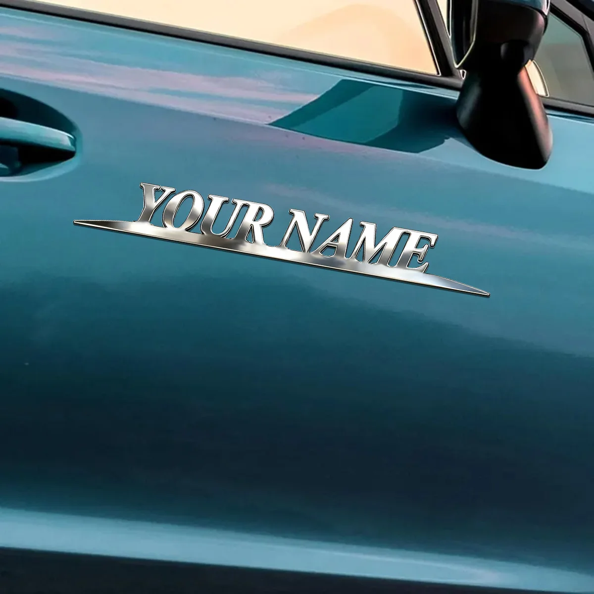 Metal Trendy YOUR NAME Stickers Custom Logo Applicable to Car Trunk, Fender and Rear Bumper, DIY Accessories Personalized Badge