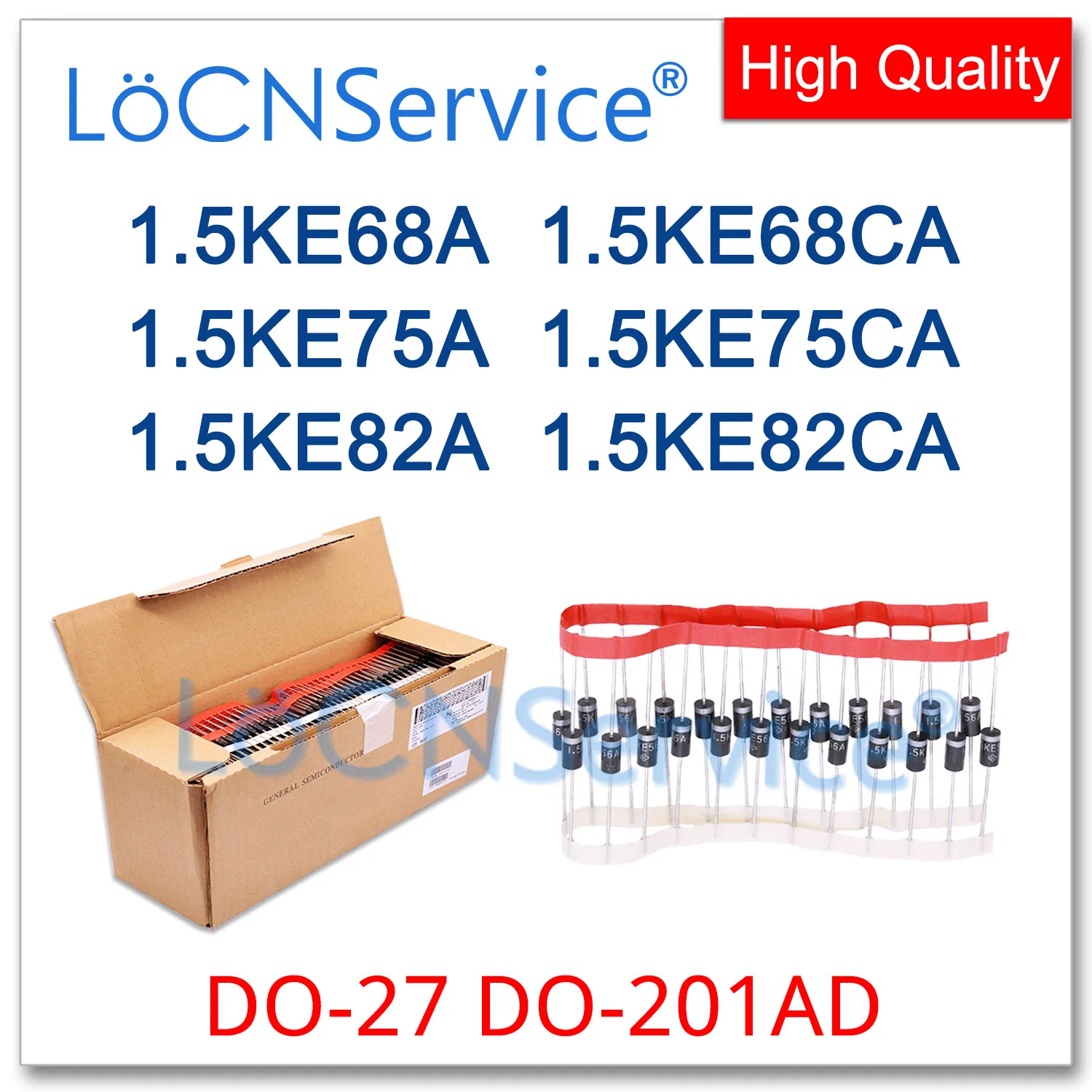 

LoCNService 300 шт. 1000 1.5KE68A 1.5KE68CA 1.5KE75A 1.5KE75CA 1.5KE82A 1.5KE82CA DO-201AD UNI BI DIP Высокое качество 1.5KE