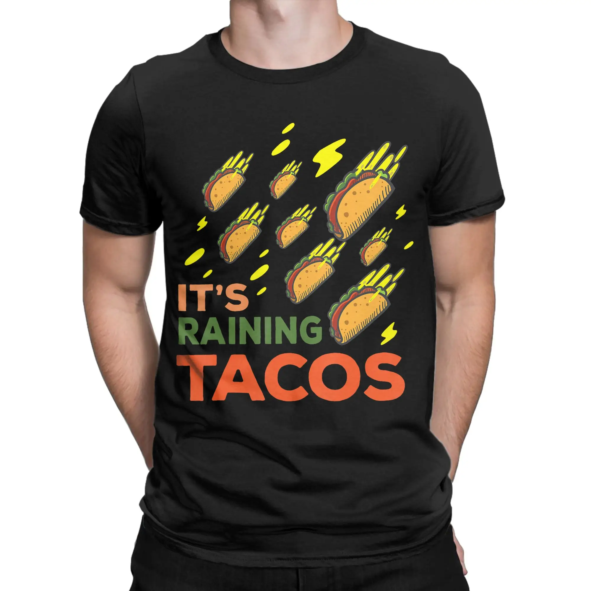 Taco in the Rain T-Shirts for Men  Casual Cotton Tee Shirt O Neck Short Sleeve T Shirts 6XL Clothing