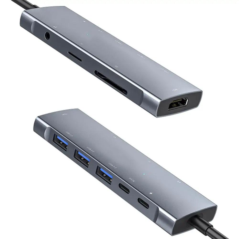 In 1 USB C Hub with RJ45 SD/TF Card Reader Type C 3.1 To 4K Adapter PD Fast Charge for MacBook Notebook Laptop Computer