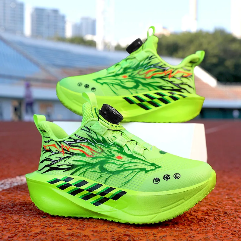 

Новые противоскользящие детские кроссовки для мальчиков, легкие повседневные кроссовки для бега и ходьбы с модным рисунком дракона, удобная спортивная обувь