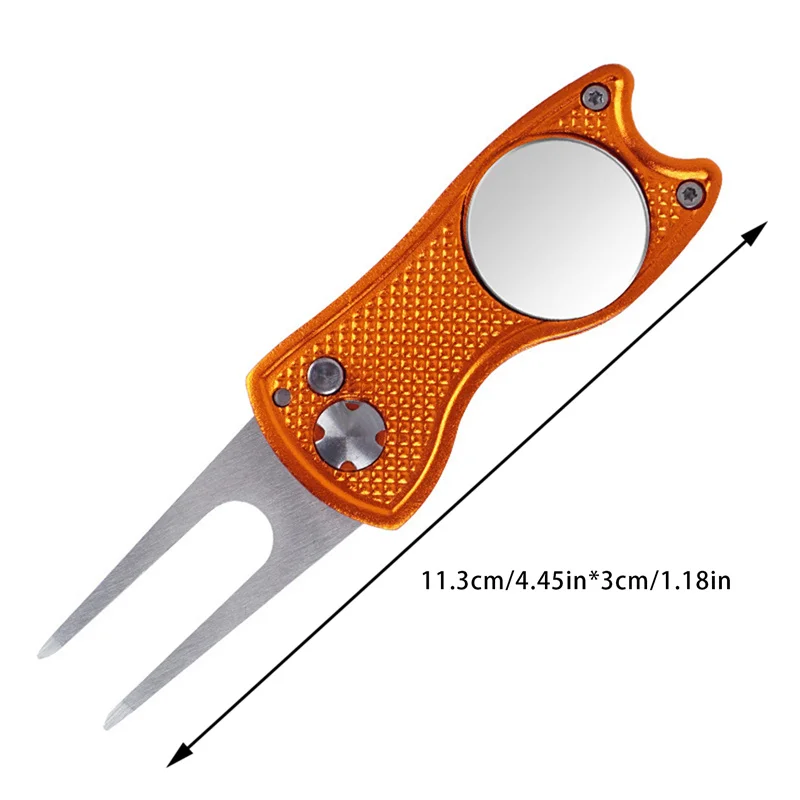 New Metal Foldable Golf Divot Repair Tool with Magnetic Ball Marker and Pop-up Button Green Tool Accessories Gift For Golfer