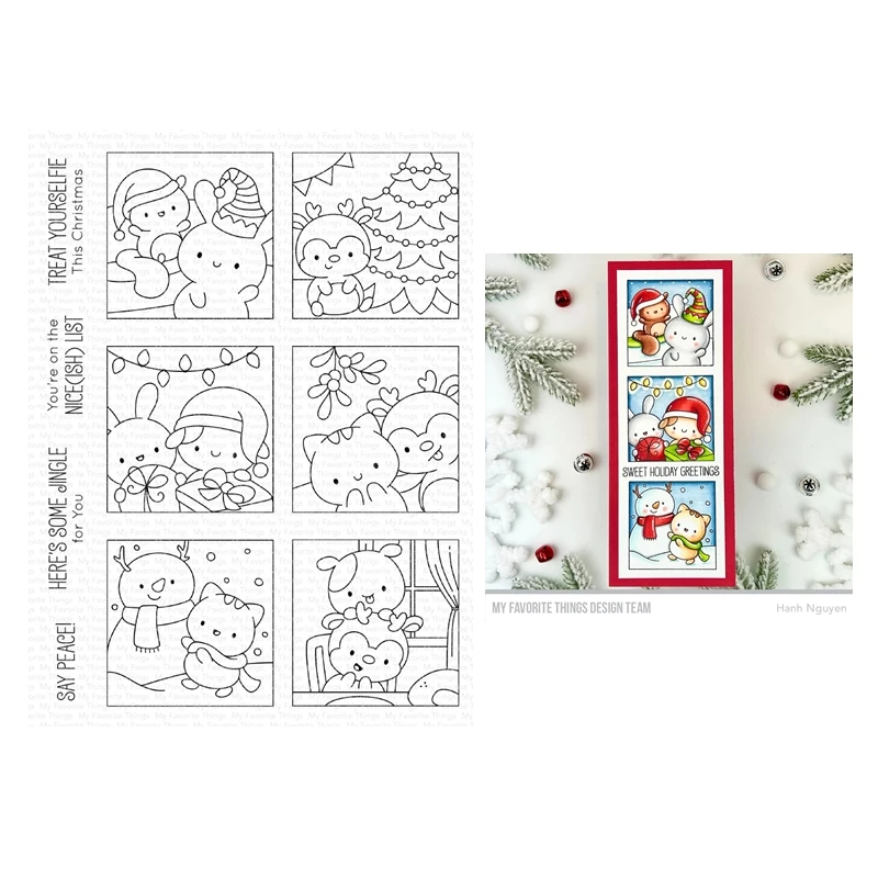 October 2023 New Christmas Xmas Selfies Animals Clear Stamps Scrapbooking for Paper Making Frame Card no Cutting Dies