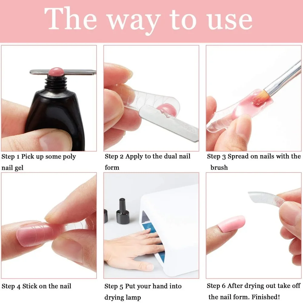 2 in 1 Dual Head Nail Art Brush Poly Gel Brush Pen Tool Acrylic UV Gel Remover Spatula Stick UV Gel Extension Flower Drawing Pen
