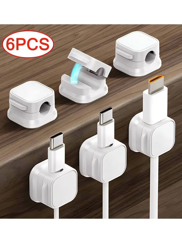 Clip de câble magnétique, 6 pièces, support de cordon lisse et réglable sous le bureau, gestion des câbles, gardien de fil, organisateur de câbles, support de ligne
