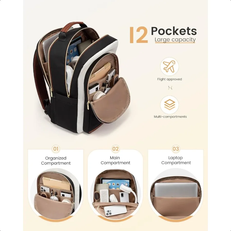 Mochila para laptop para mulheres 15.6 Polegada mochila de trabalho bolsa para professor de volta às aulas mochila para estudante adolescente menina casual persona