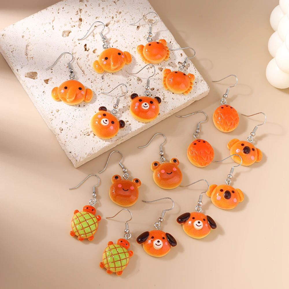 Aihua 10 Stück niedliche Cartoon-Tier-Kuchen-Brot-Ohrringe-Set, Acryl, Simulation von Lebensmitteln, Ohrringe für Frauen und Kinder, trendiger Schmuck, Geschenke – Detail 5