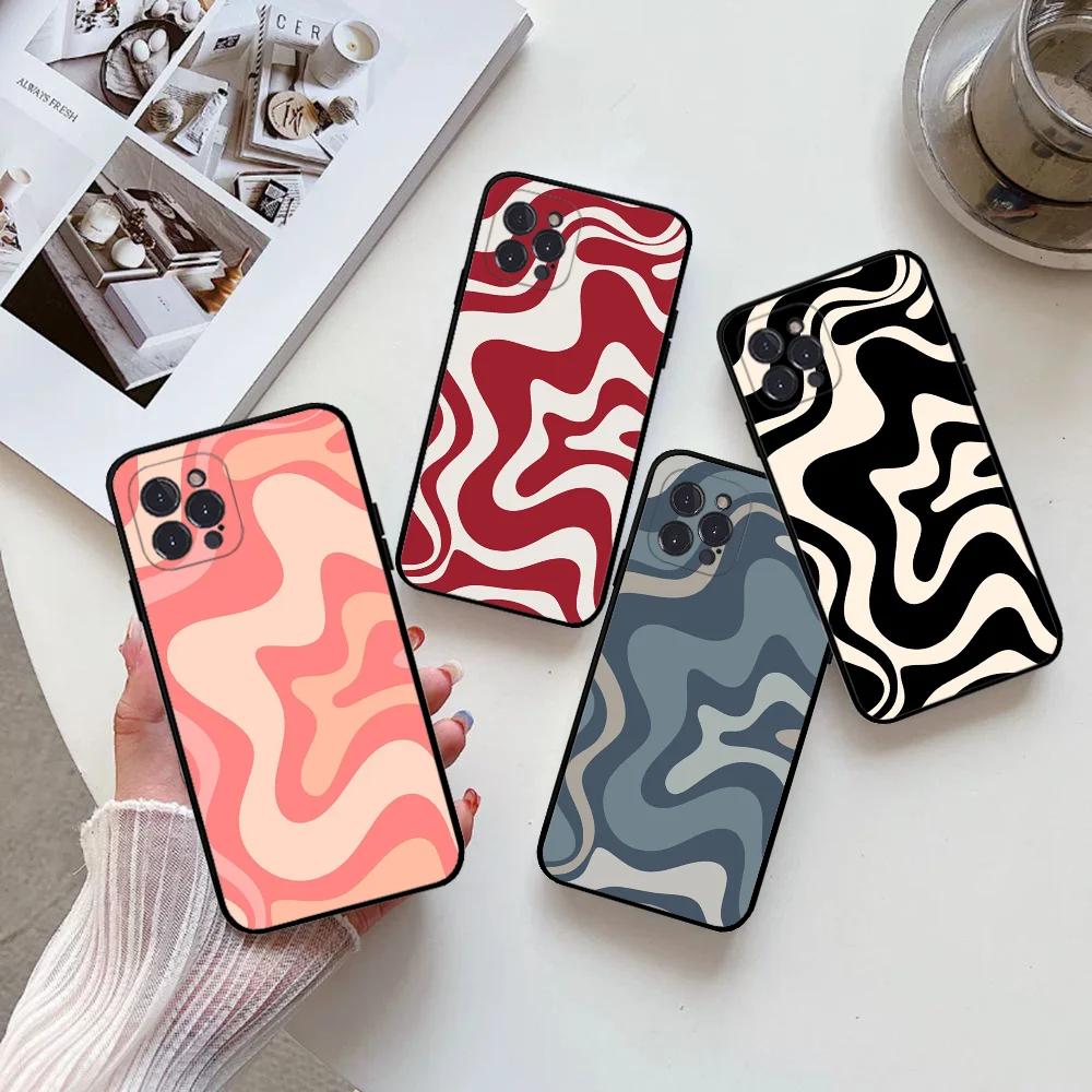 Retro Liquid Swirl Abstract Phone Case Silicone Soft For Iphone 16 15 14 13 12 11 Pro Mini XS MAX Plus X Cover