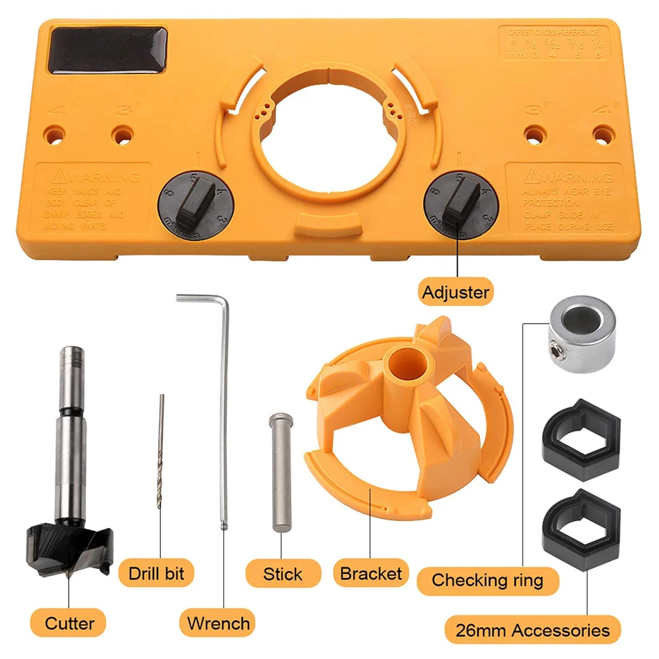 

GanWei Concealed Hinge Jig kit Hole Drill Guide for Face Frame Cabinet Cupboard Door Hinges installation Woodworking Tool