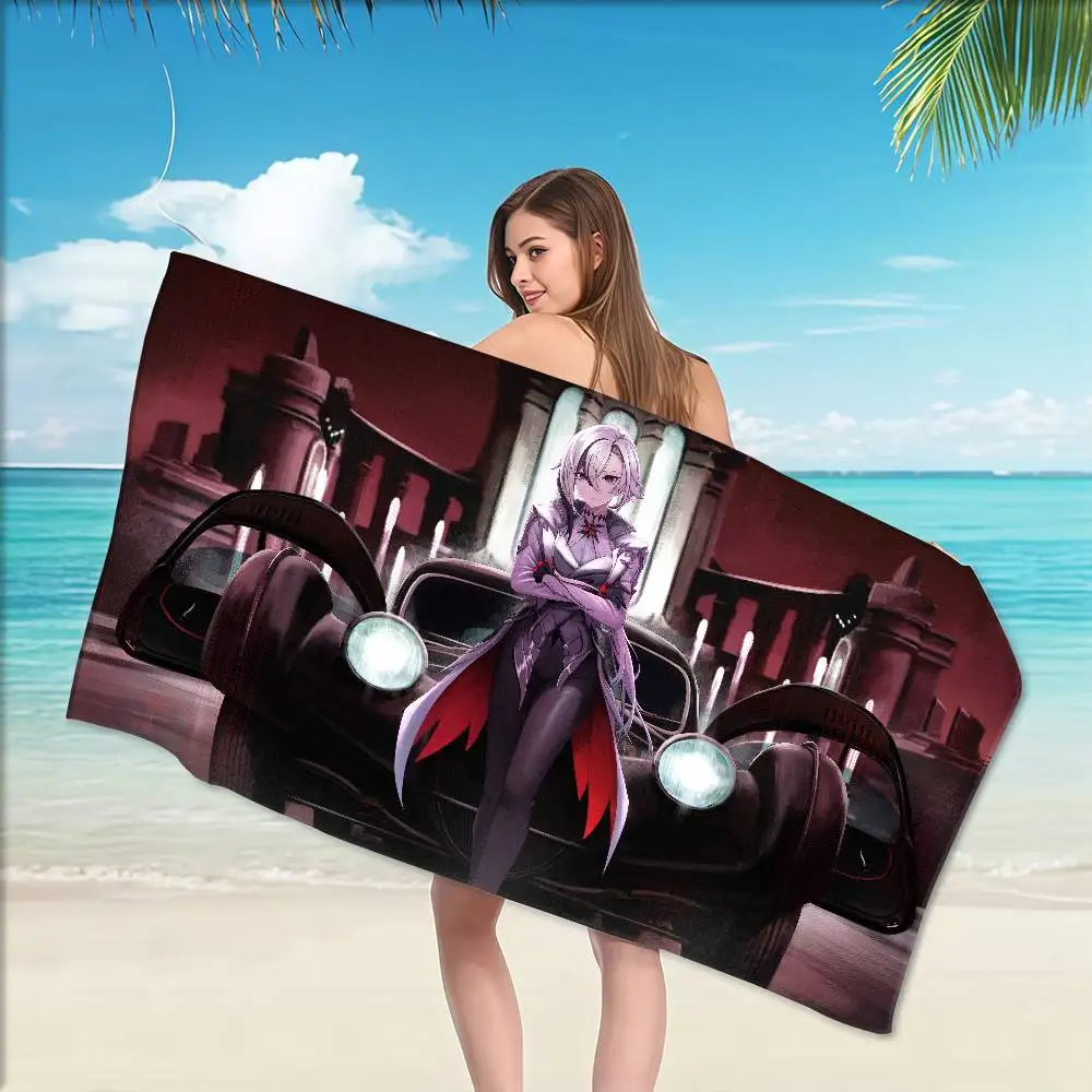 

Arlecchino Genshin Impact пляжное полотенце с героями мультфильмов, милое летнее детское большое банное пляжное полотенце из микрофибры, впитывающее для плавания, путешествий