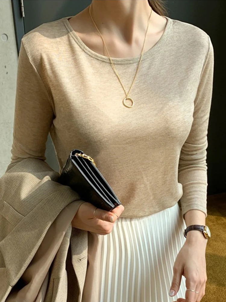 Sexy See-through Loose Solid Women T-shirts Korean Style Spring Summer Thin Transparent Long Sleeve Tshirt Female Casual Top Tee