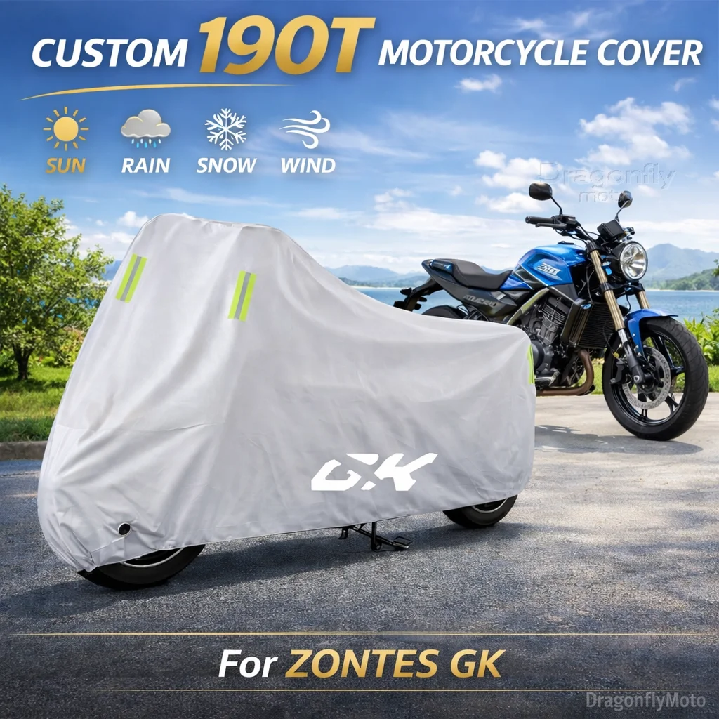 

For Zontes GK 125/GK 155/GK 125X Motorcycle Cover Silver Waterproof UV Rain Dust Sun Outdoor Indoor Protector