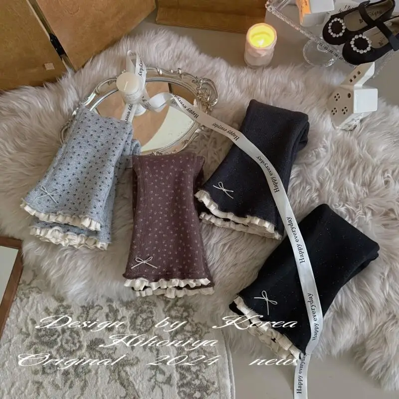 

2025 Girls' Warm Bell-Bottoms Autumn Winter Pure Color Trousers Thickened Pamts Comfortable Children Clothing 4-6 Years Old