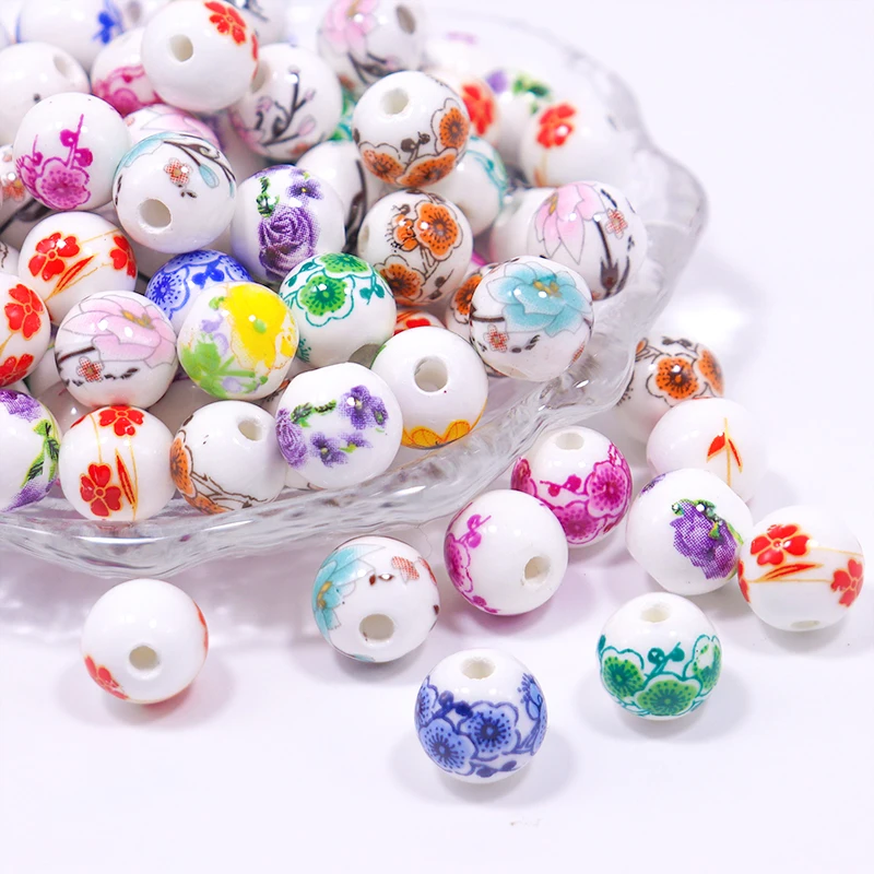 Color Decal Circulare Ceramic Beads For Jewelry Making DIY Earring Bracelet Necklace 10mm Applique Ceramic Jewelry Accessories