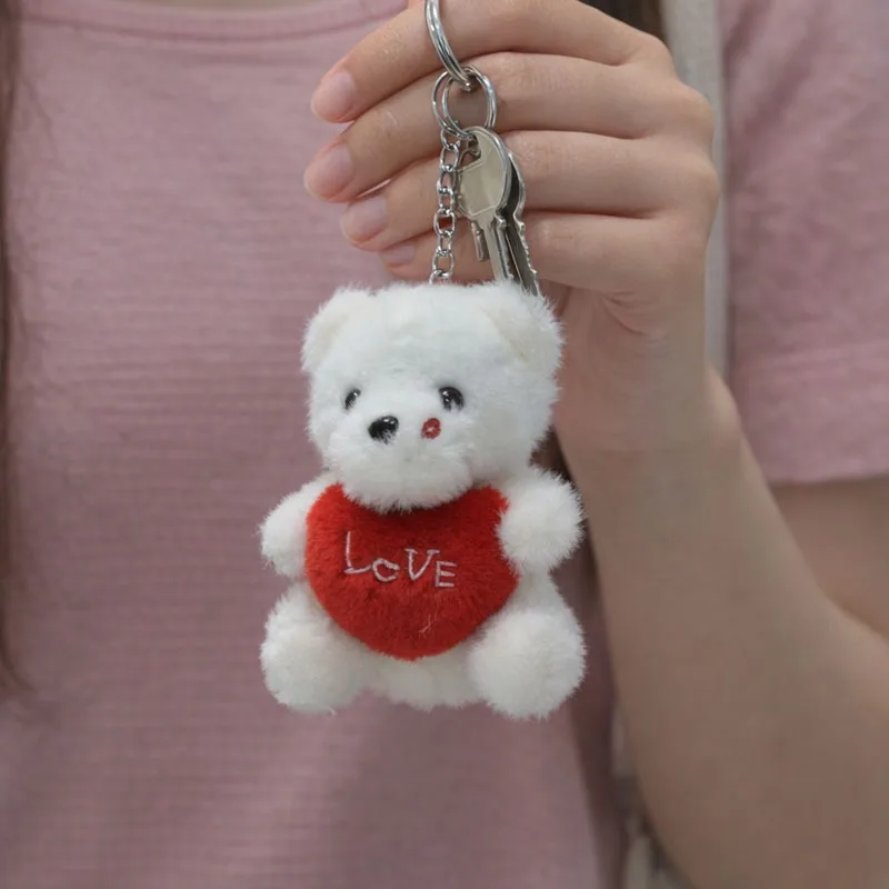 1-10PCS Cute Cartoon Bear Plush Toy Hugging  Heart Soft Stuffed Animal Doll Bag Pendant Keychain  ForCompanions Gifts