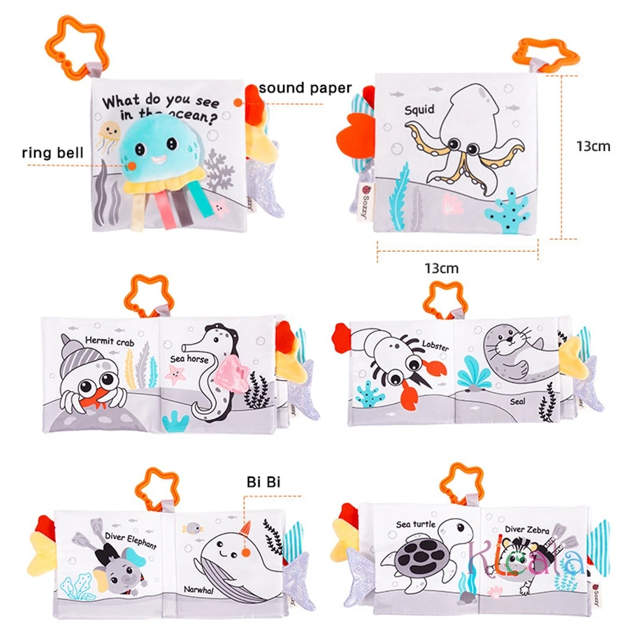 아기 장난감 0-12개월 천 책 초기 생활 기술 학습 목욕 변기 양치질 인지 조용한 책 몬테소리 인터랙티브 북