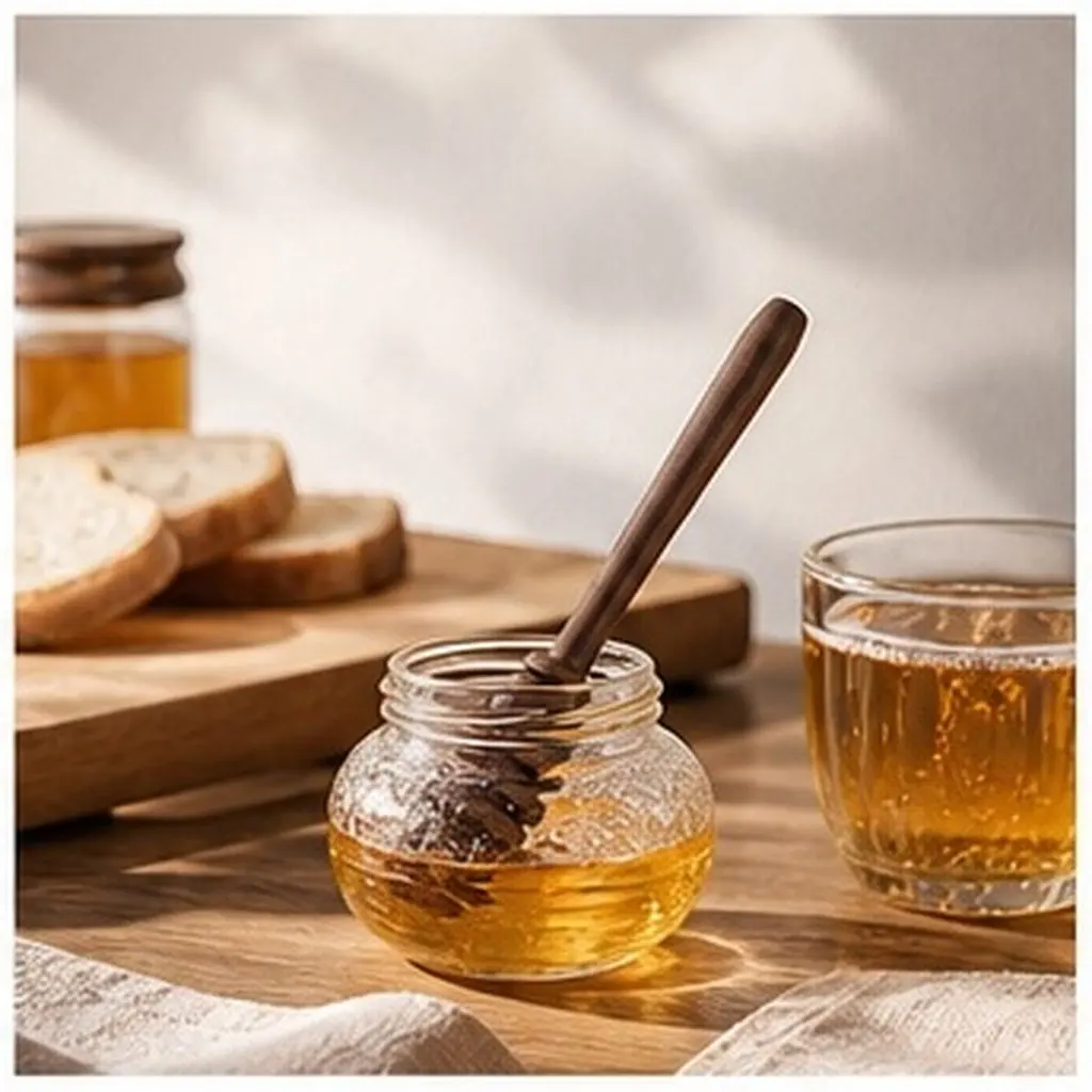 Mini Wood Honey Stirrer Wand Smooth Natural Texture Deep Grooves for Easy Honey Extraction Biscuits Syrup Dispenser