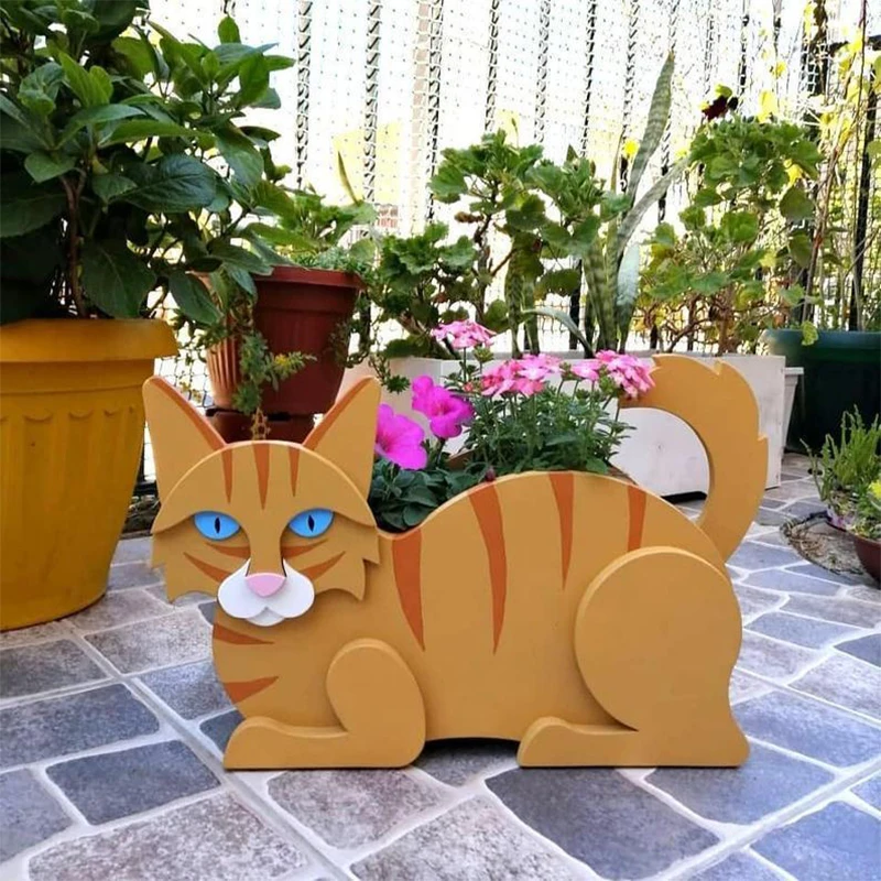 Imagem -03 - Jardim Vaso de Flores Forma de Gato Plantador Vacas Cavalo Ovelha Coelho Urso Elefante Jardim Potes Faça Você Mesmo Pvc Flor Plantador Jardim Decoração da Sua Casa