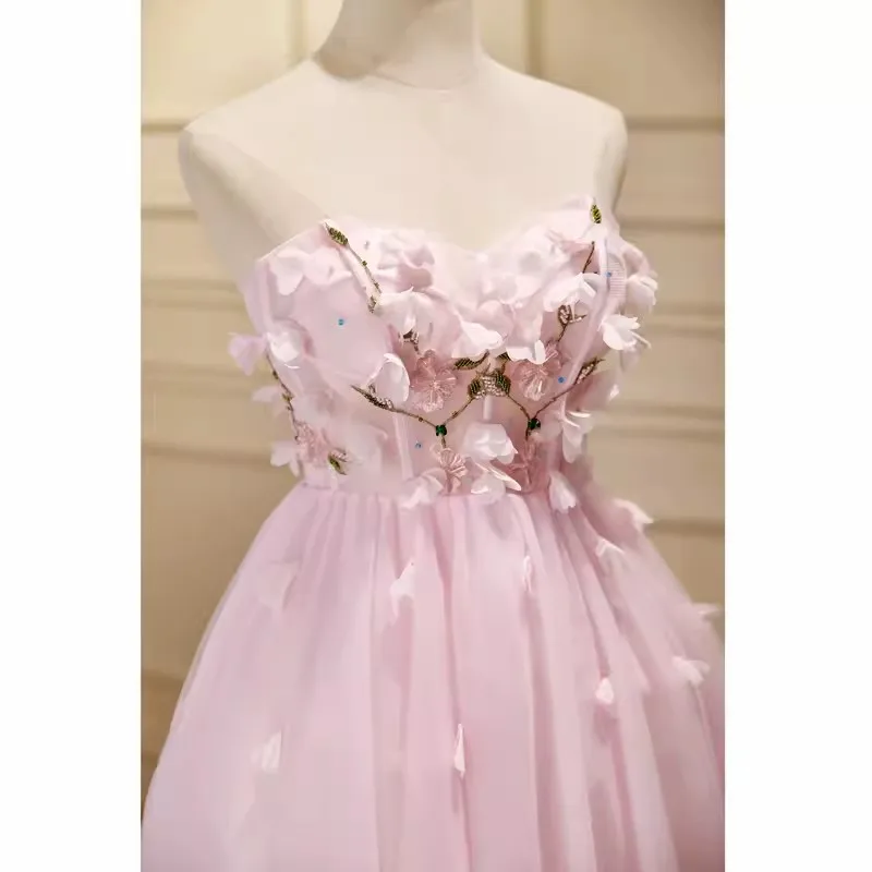 Real Picture Pink Princess Girl Cocktail Dresses Sweetheart Floral Ball Gown Sexy Short Prom Party Dress Graduation Homecoming