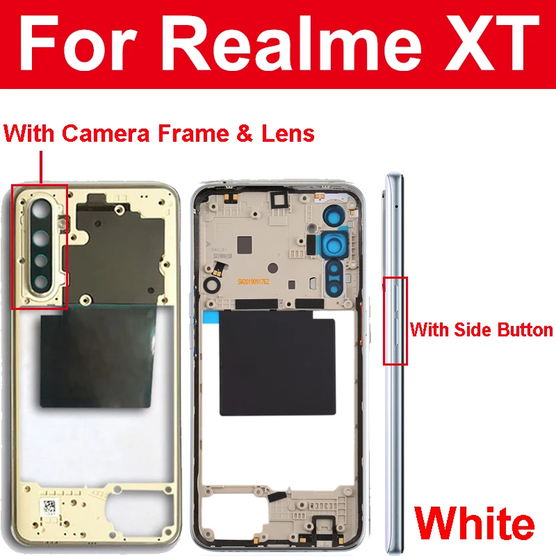 Middle Frame Housing Bezel For OPPO Realme XT Middle Frame Holder with Side Keys Camera Lens Cover Parts