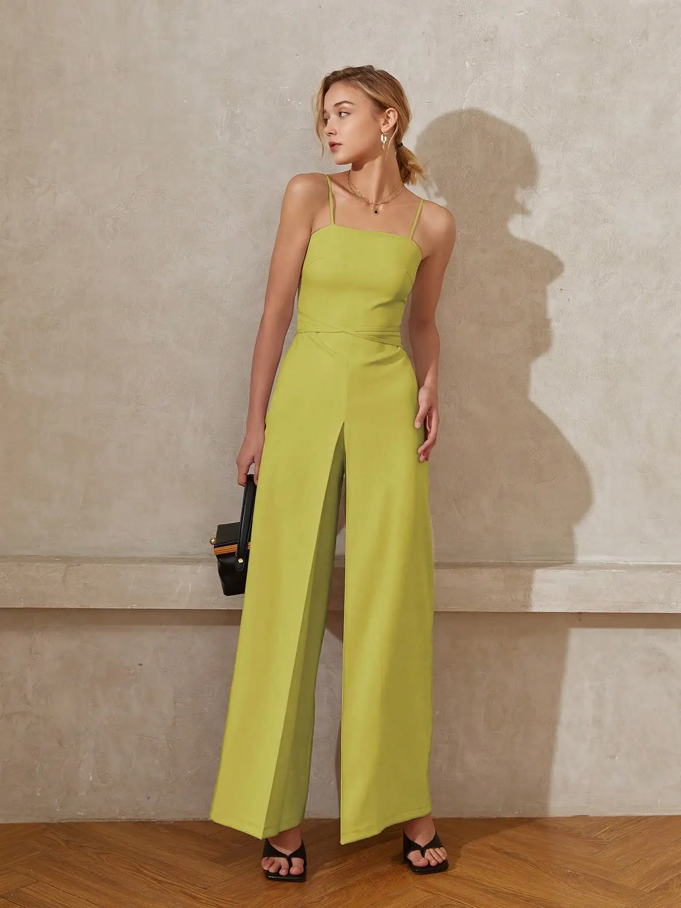 AEL Ladies Holiday New Casual Solid Wide Leg High Waist Sleeveless Jumpsuit Women Chic and Elegant Jumpsuits