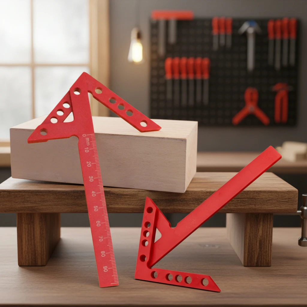 

Пластиковая линейка для центровки при работе с деревом – с разметкой углов 45/90 градусов, красный инструмент для разметки квадратов и измерений