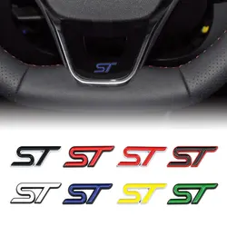 1Pcs 3D Metal Car Interior Sticker ST Emblem Car Steering Wheel Air Panel Decor For Ford Focus x 2 3 Kuga Fiesta Mondeo MK2 MK3