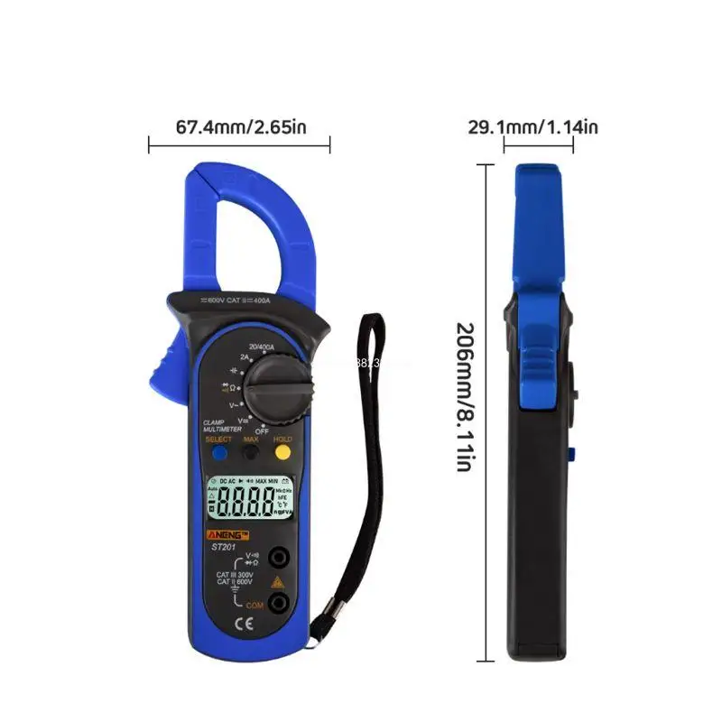 Digital Clamp Multimeter ST-201 True RMS LCD Multifuction Ohm Voltmeter Dropship