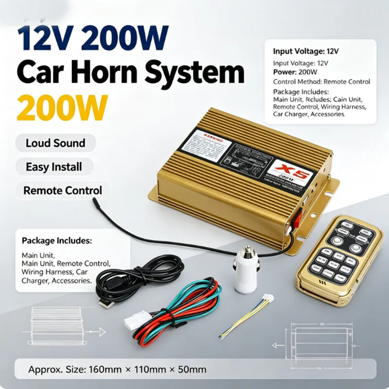 Car siren 200W400W Car alarm horn Police emergency with remote control loudspeaker MIC system 12/24V Car siren