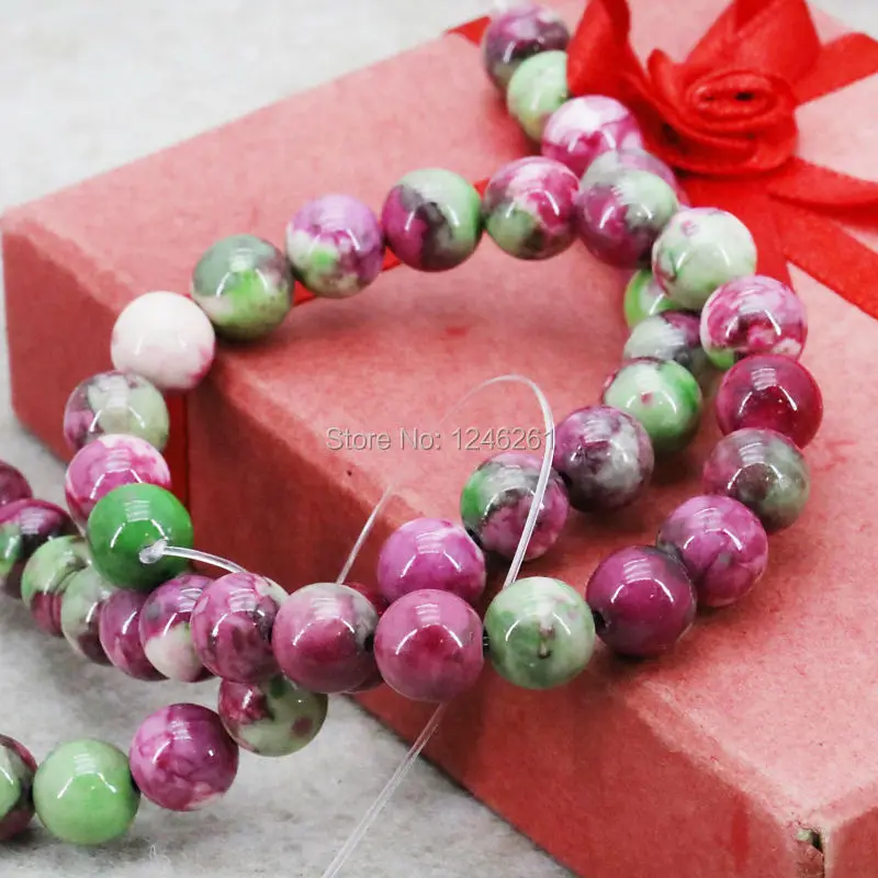 8mm High Quality Ornament DIY Beads Crafts Riverstone Rain Flower Rainbow Loose Natural Stone Gems Women Jewelry making 15inch