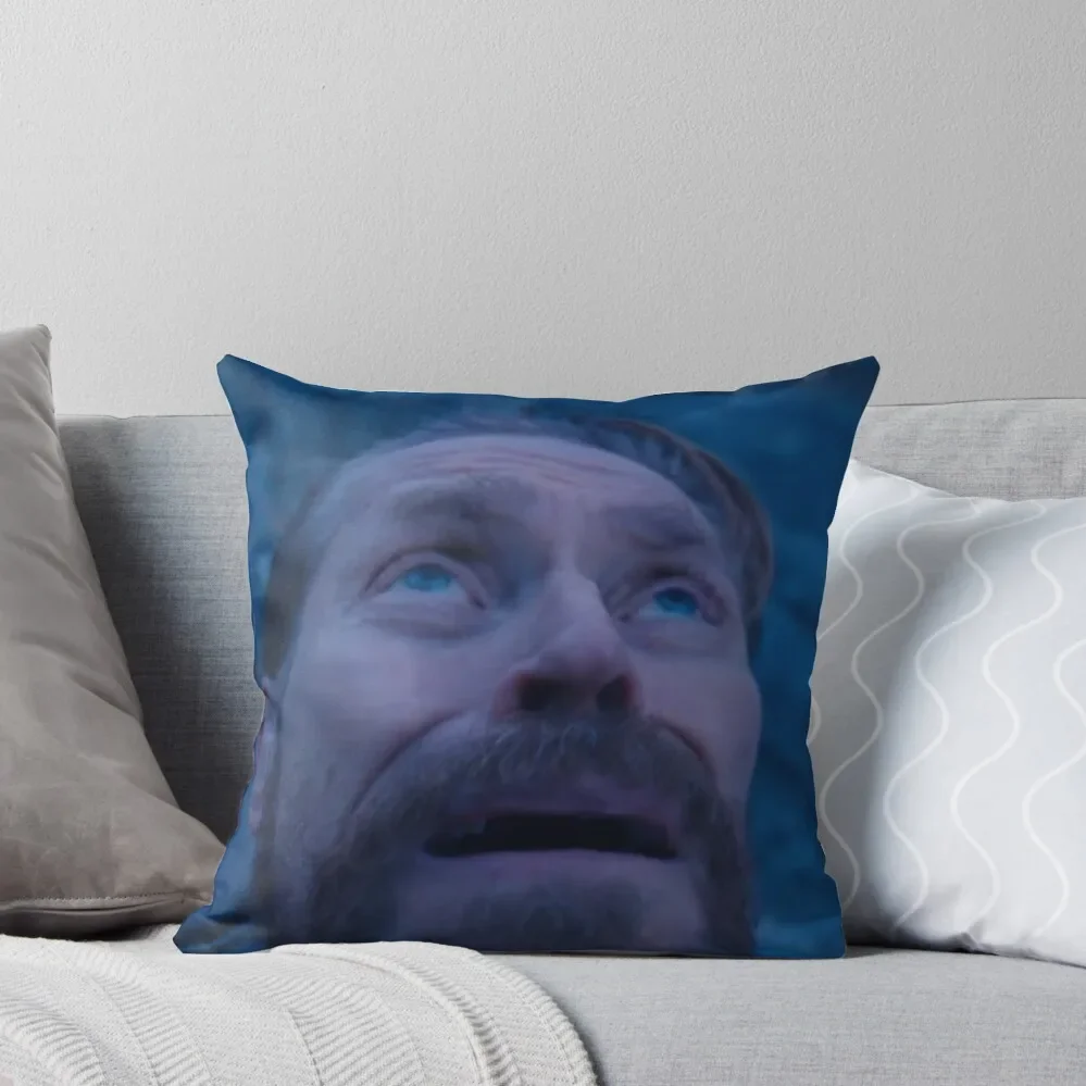 Willem Dafoe looking up Throw Pillow Throw Pillow Covers Marble Cushion Cover Pillow