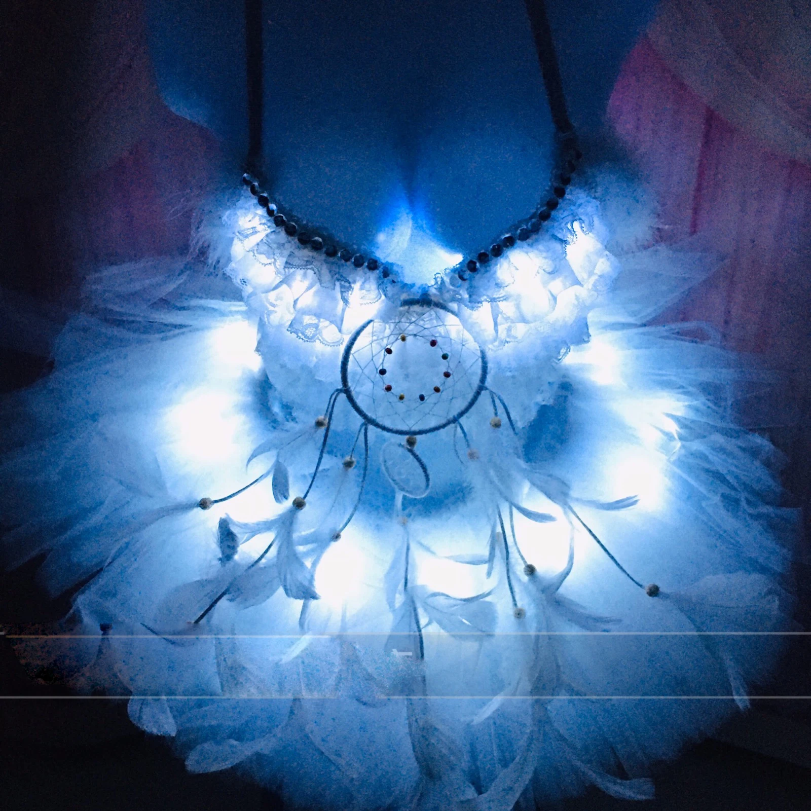 Sexy rave bra luminous dress bungee luminous skirt suit tassel feather bra led luxury costume Luminous skirt feather bra Set