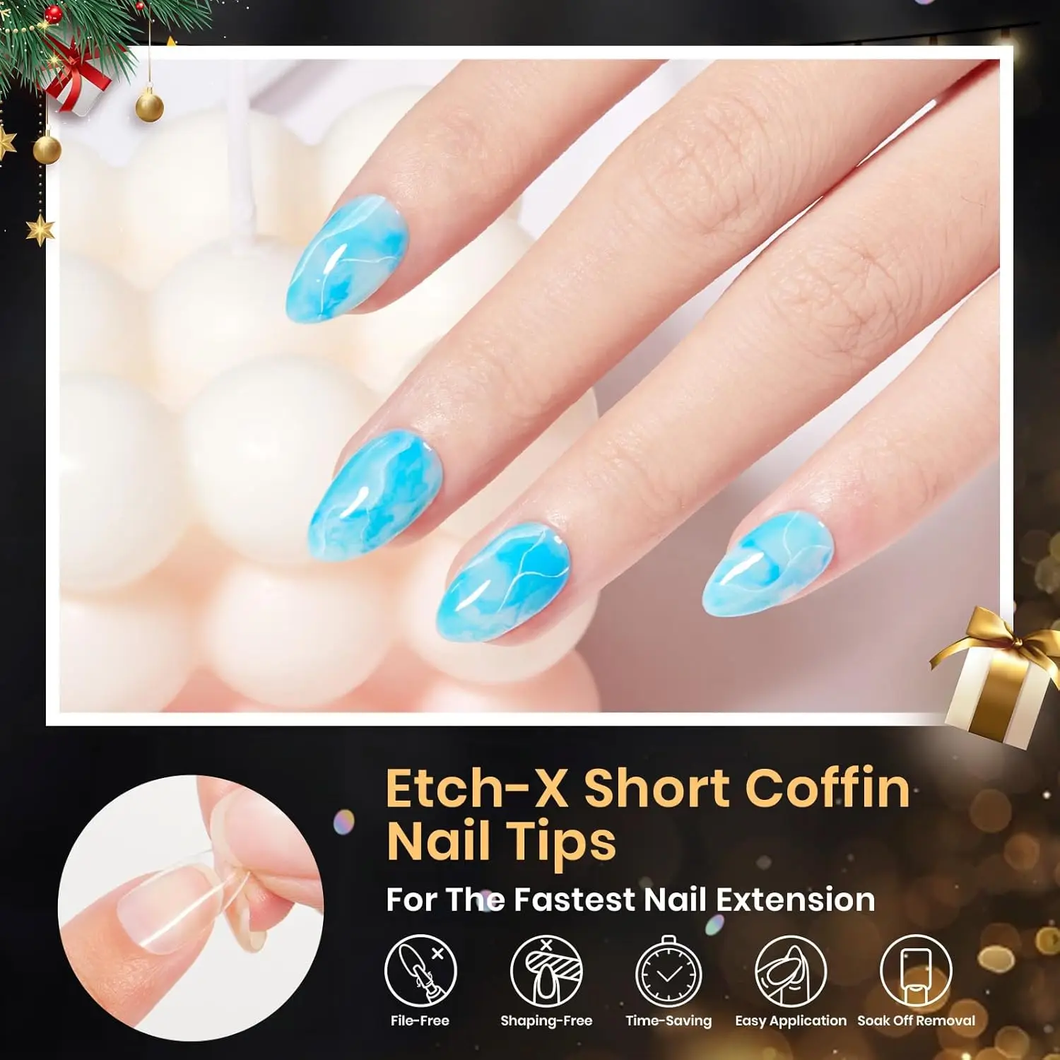 576Pcs Short Almond Nail Tips, 12 Sizes Soft Acrylic Press On Extensions DIY Salon Set