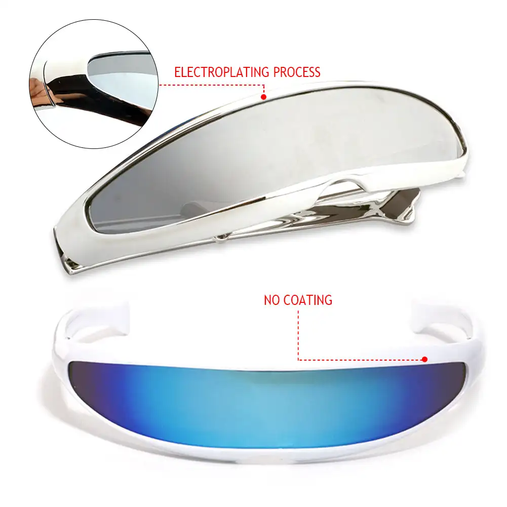 Y2K Electroplate Mirrored Lens Visor Sunglasses Laser Eyewaer Futuristic Narrow Cyclops Glasses UV400 Running Cycling Sunglasses