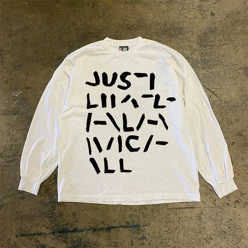 

Футболка унисекс из плотного хлопка с длинным рукавом, свободный крой, универсальный стиль, уличный модный топ, 300 грамм, тренд уличной моды