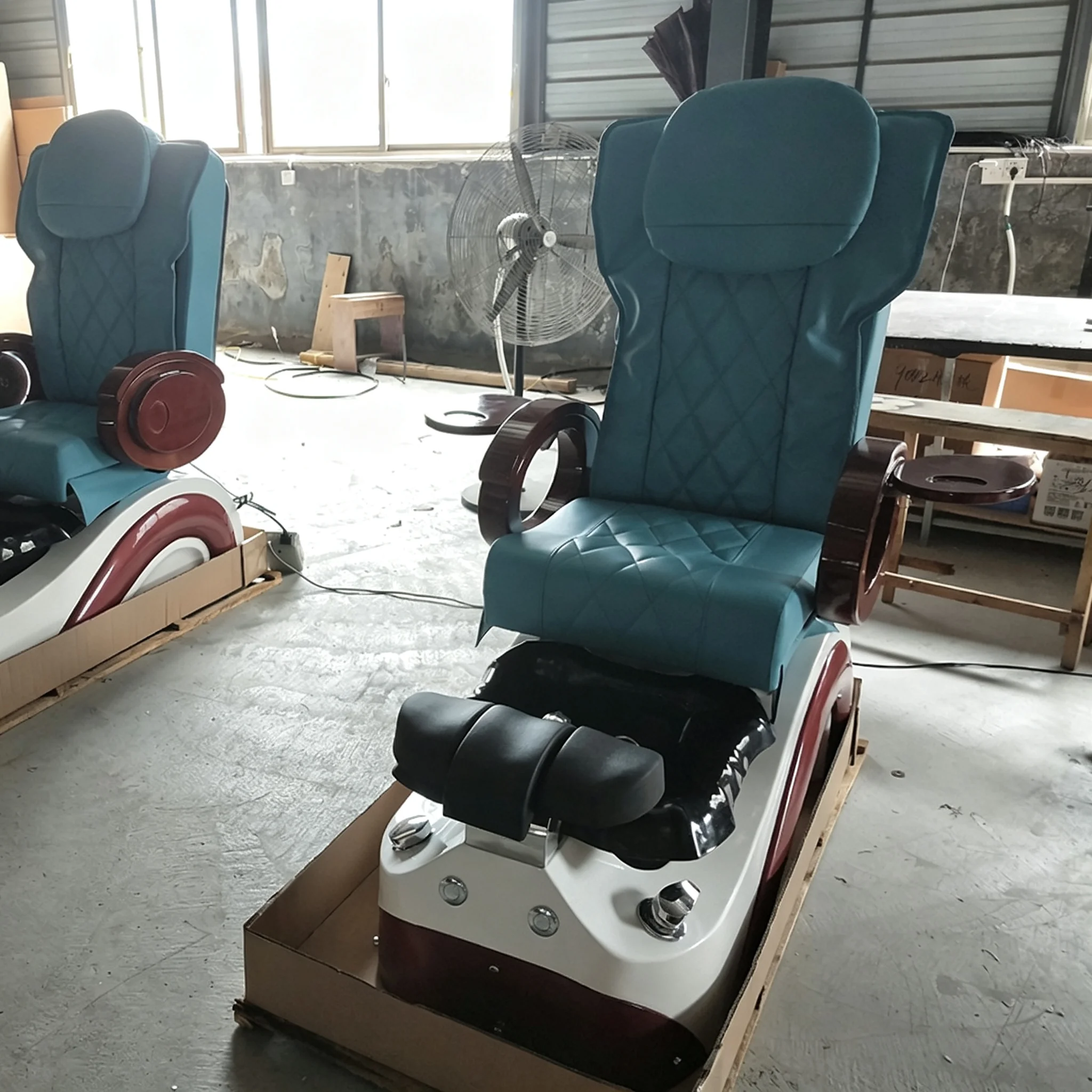 Premium Teal Electric Pedicure Chair Heated Foot Spa Massage Tub Hydrotherapy Professional Nail Salon Beauty Furniture