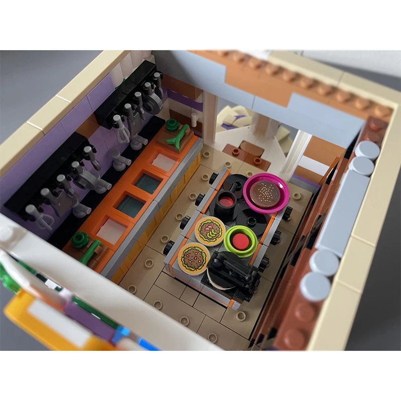 도시 스트리트 뷰 모델 MOC 빌딩 벽돌 커뮤니티 주방 모듈형 기술 선물 휴일 조립 어린이 장난감 정장