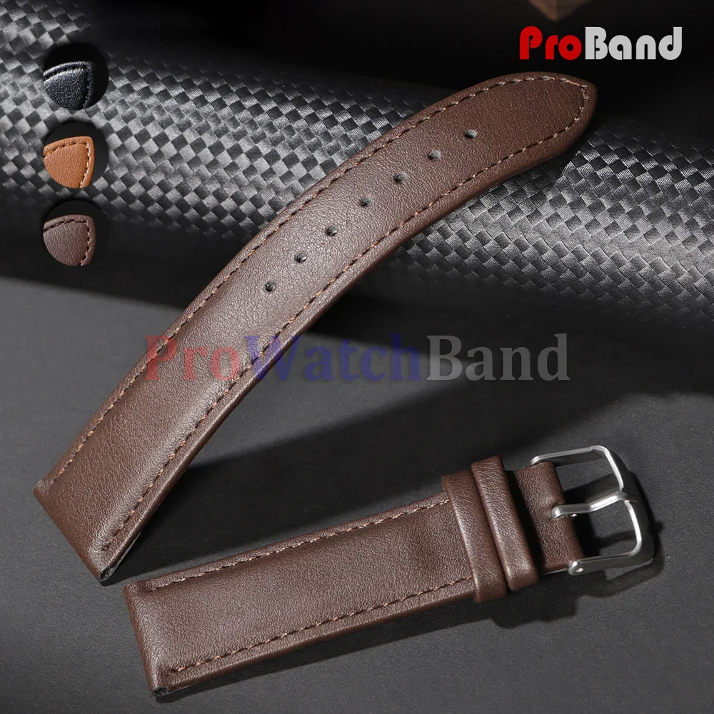 

14mm 16mm 18mm 20mm 22mm 24mm Brown Black Leather Watch Straps Men Women Watch Band Universal Smartwatch Bracelet Accessories