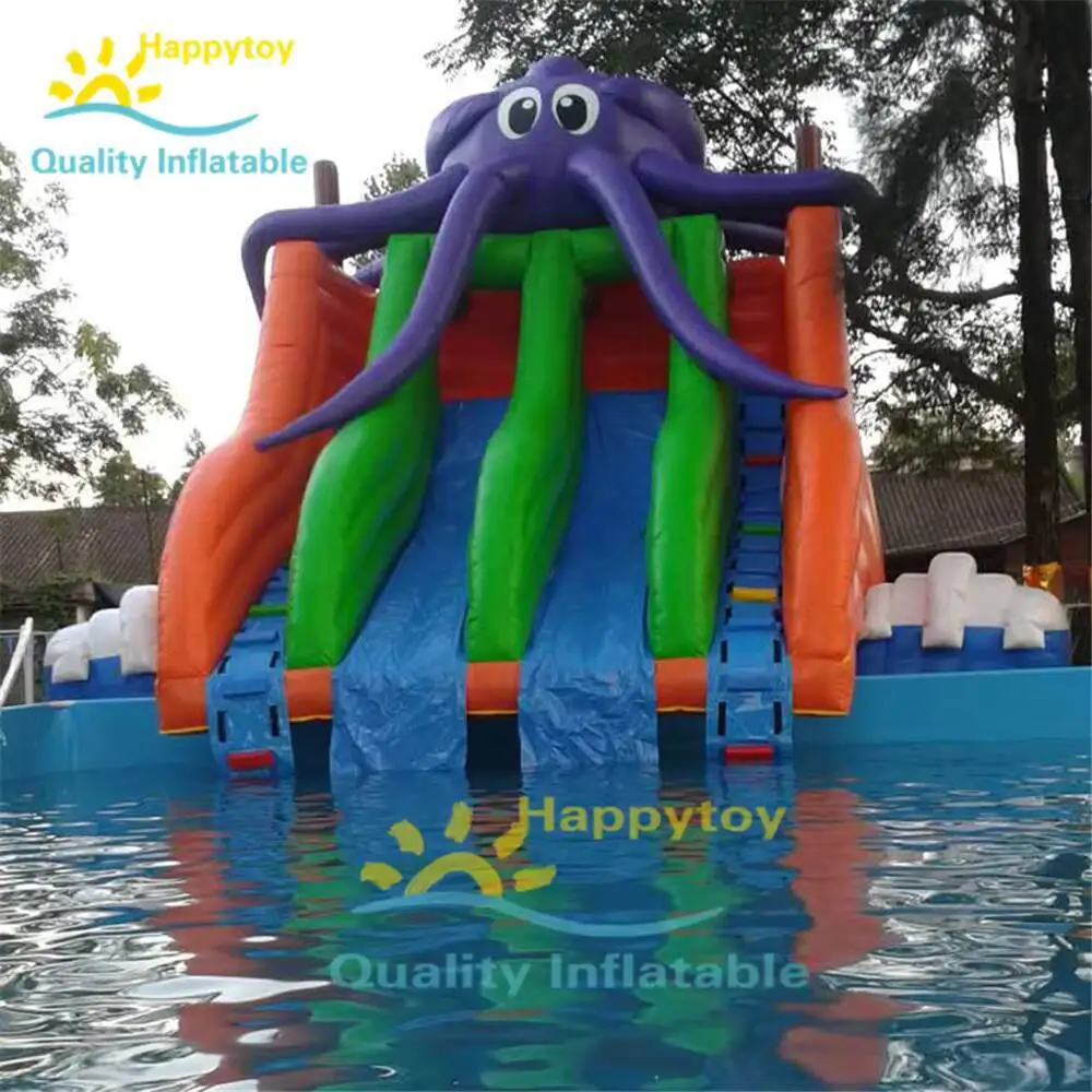 Corrediça de água inflável da piscina do polvo do parque de diversões comercial