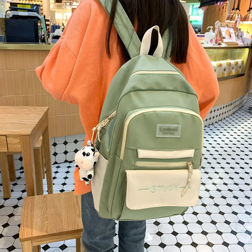 Fashion Nylon Large Capacity Backpack Teenage Pure Colour Schoolbag Women Men Waterproof Travel Rucksack Bags Student School Bag