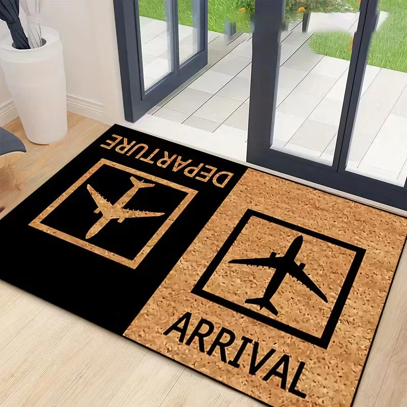 Bild 4: VIKAMA Flughafen-Willkommensmatte, Willkommensmatte mit Flugplanmuster, rutschfester Teppich, lustiges Geschenk für Reise- und Luftfahrt-Enthusiasten