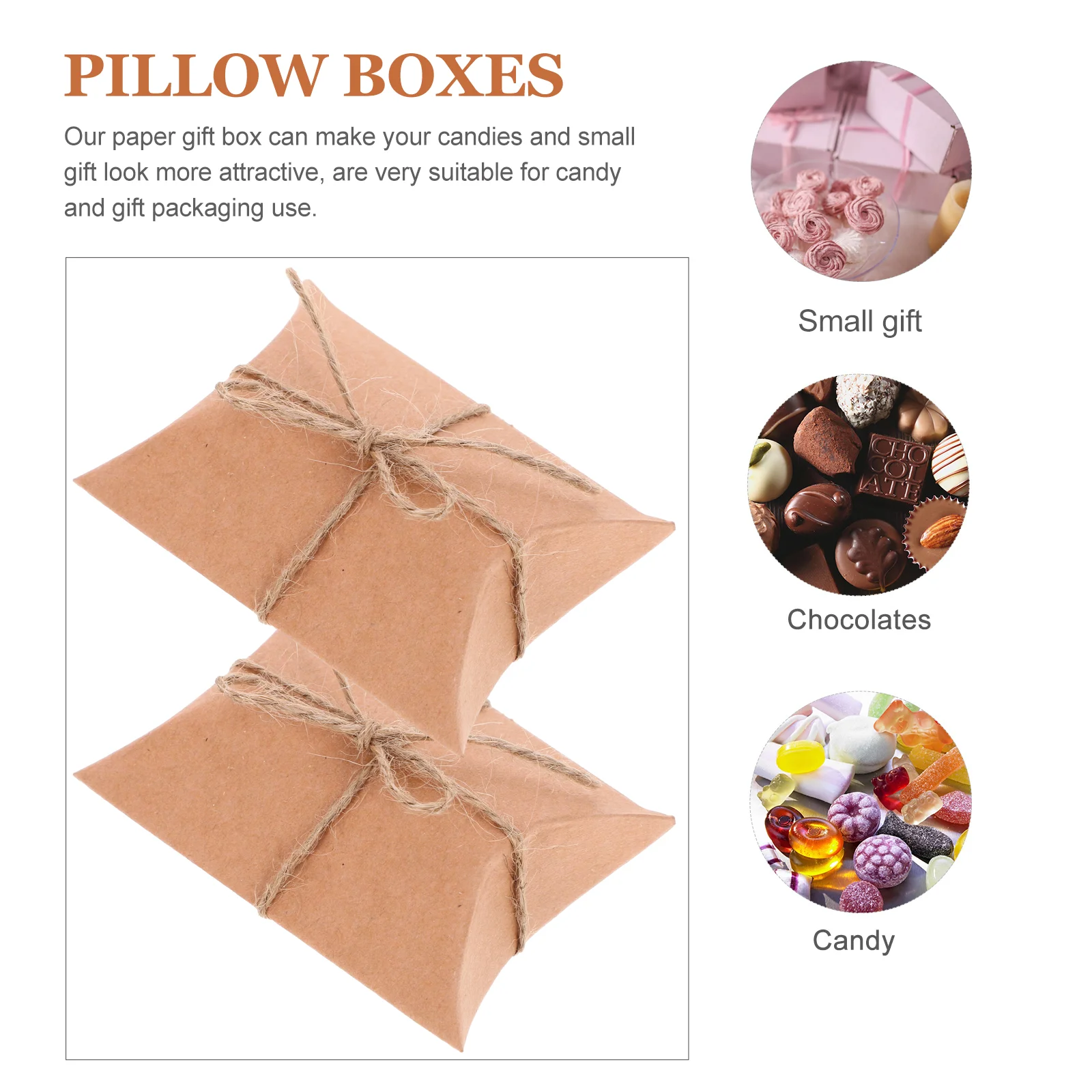 50 Pcs Thank You Treat Boxes Pillow Gift Packing Candy Small Light Brown Numb Wrapping