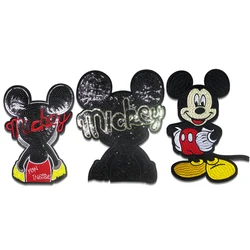 Disney Mickey Mouse Shiny Icon Embroidery Applique Patches For Clothing DIY Sew up Patch on the stickers