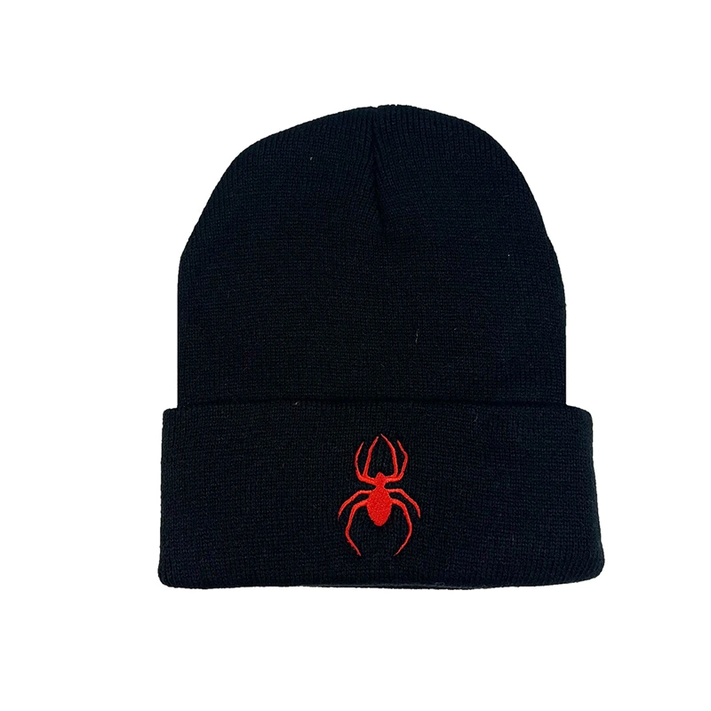 Fashion Spider Embroidery Beanies Knitted Hat Men Women Autumn Winter Wool Hat Cold Hat