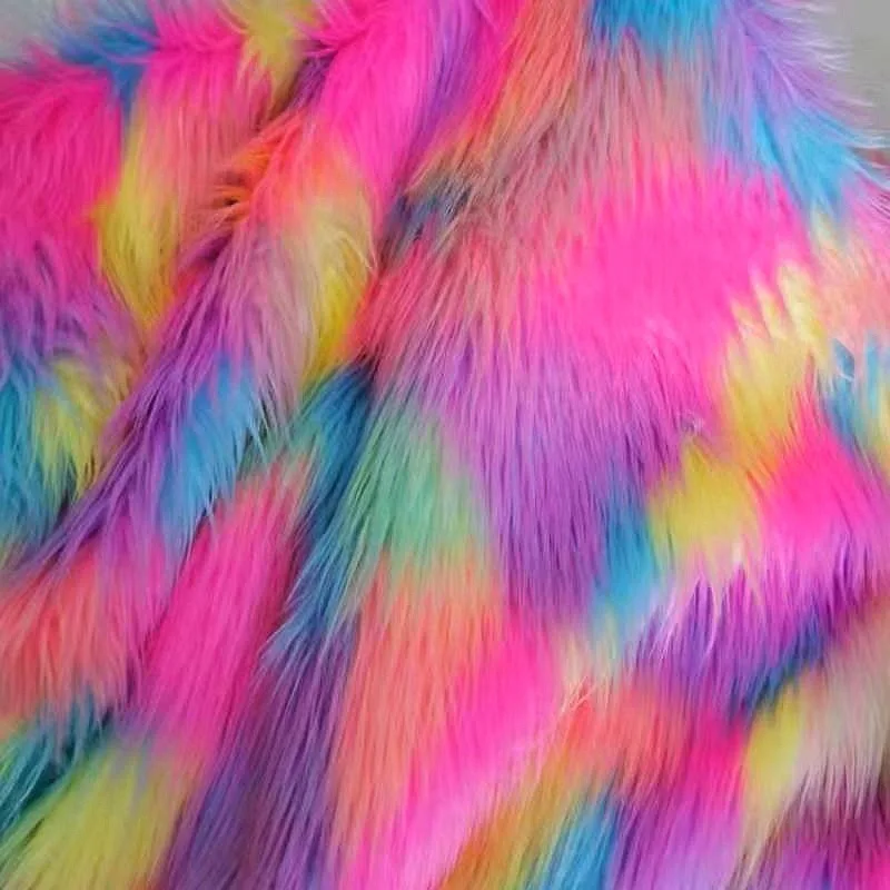 1yard Jacquard falling water rolling plush colorful faux fur plush clothing fabric for patchwork