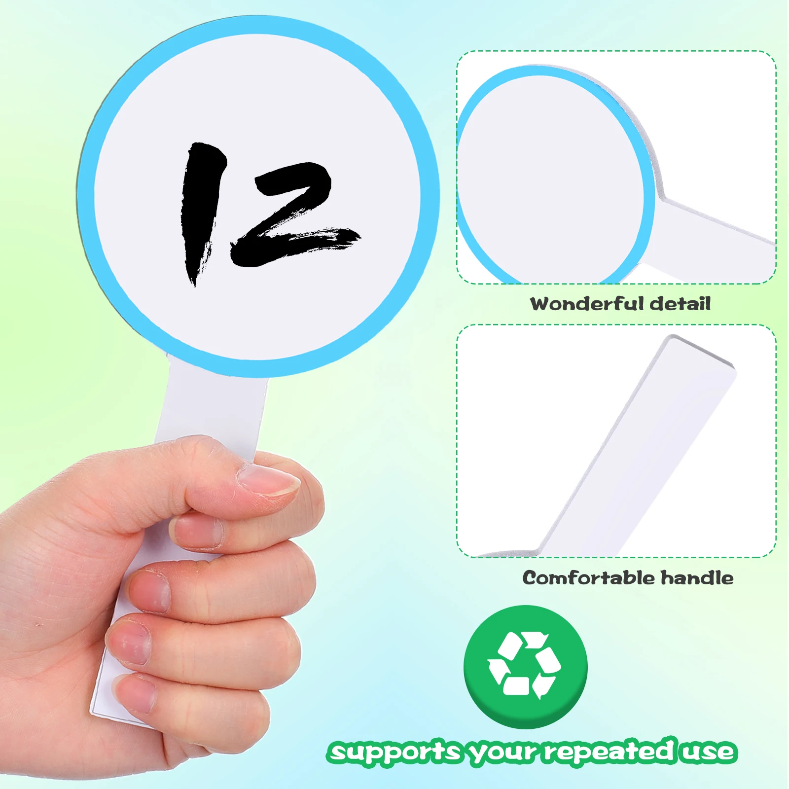 6pcs Round Handheld Whiteboard Reusable Dry Erase Board For Voting Scoring Judges Game Classroom Auctions Diy Writing Tool