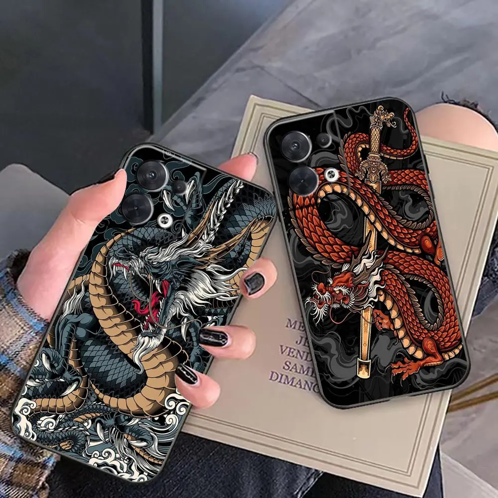 Symbol Of Dragon And Tiger Phone Funda Coque Case For OPPO FIND X5 X3 X6 RENO 10 8 7 7Z 2Z 6 6Z 5 4 Lite Pro Plus 5G Case Shell