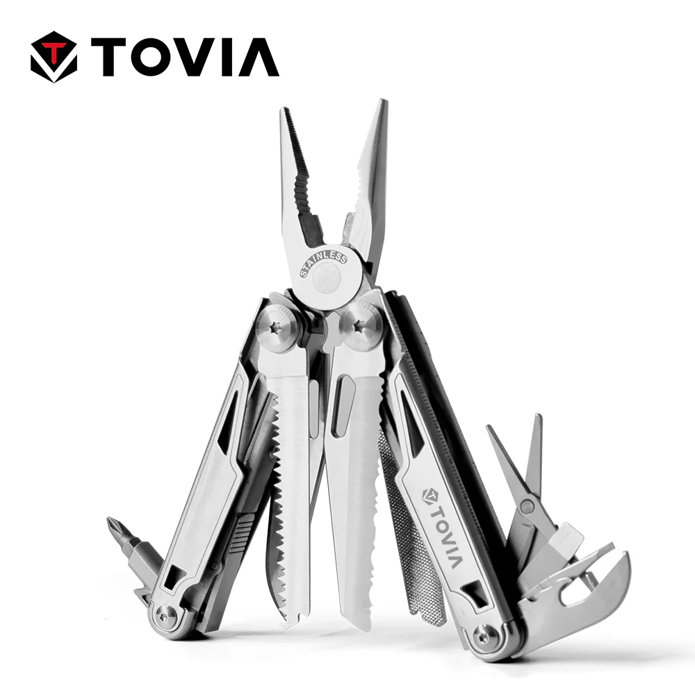 T TOVIA 14-in-1 Multi-Tool with Premium Wire Cutters, Spring Scissors, Serrated and Flat Knives, Bottle Opener Hand Tools