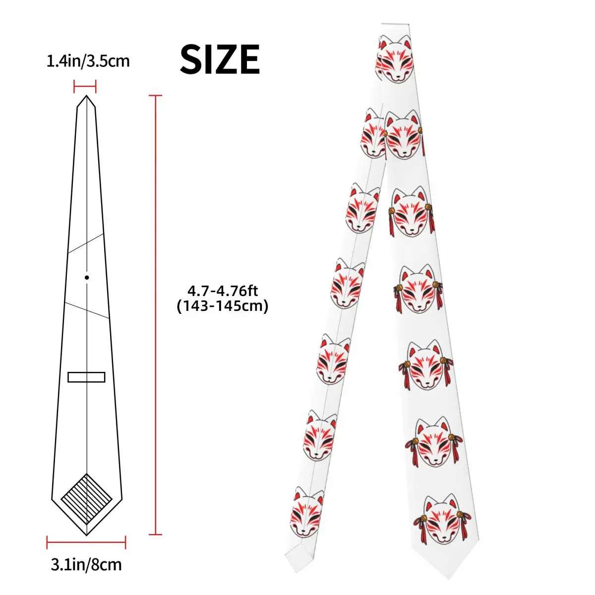 Kitsune máscara gravata para homens seda poliéster fino pescoço gravatas acessórios de casamento gravata clássico gravatas