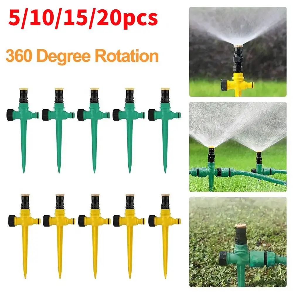 

5-20pcs Household Sprinkler Automatic Irrigation Equipment Watering Sprinkler 360° Rotation Corrosion Resistant For Garden Lawn